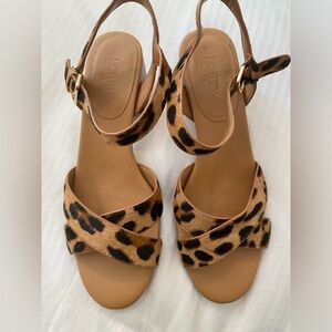 J. Crew Factory Calf Hair Block Heel Sandals Size 7.5